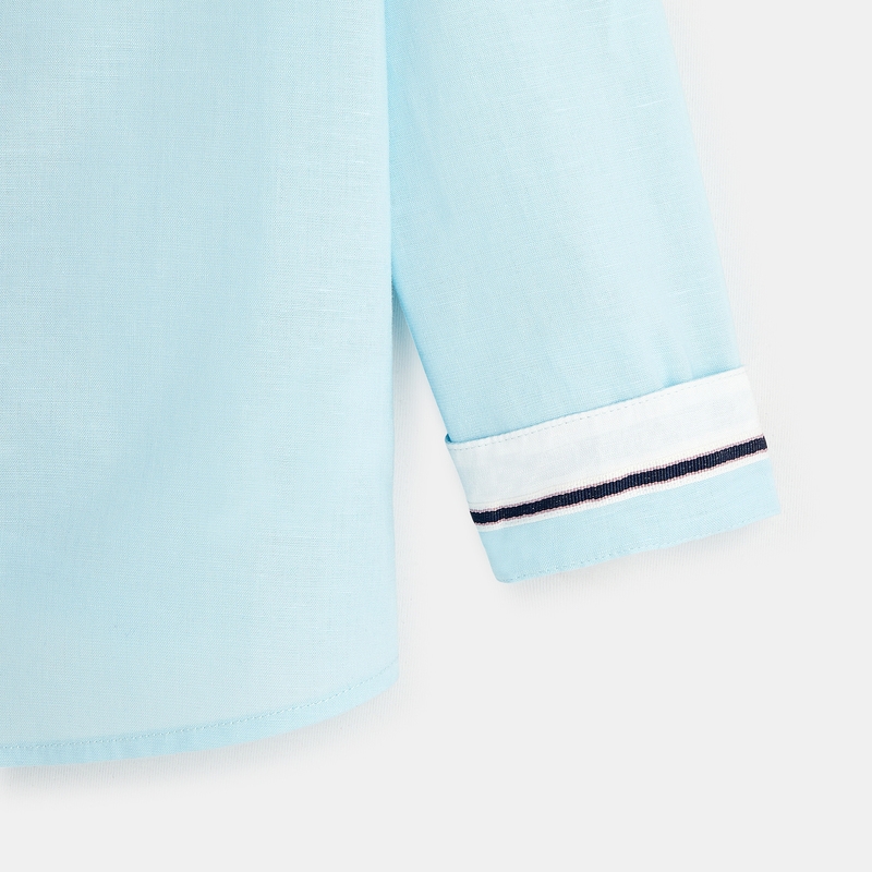 Chemise bicolore en popeline bleue garçon