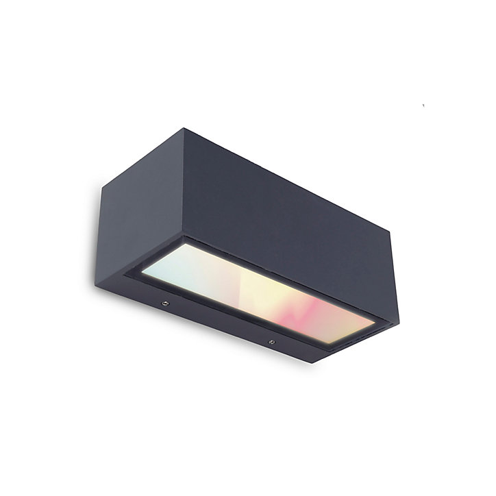 Applique murale extérieur LED intégrée dimmable Gemini 900lm 17,4W IP54 Lutec gris foncé L.22 cm x H.8,5 cm x P.10,3 cm