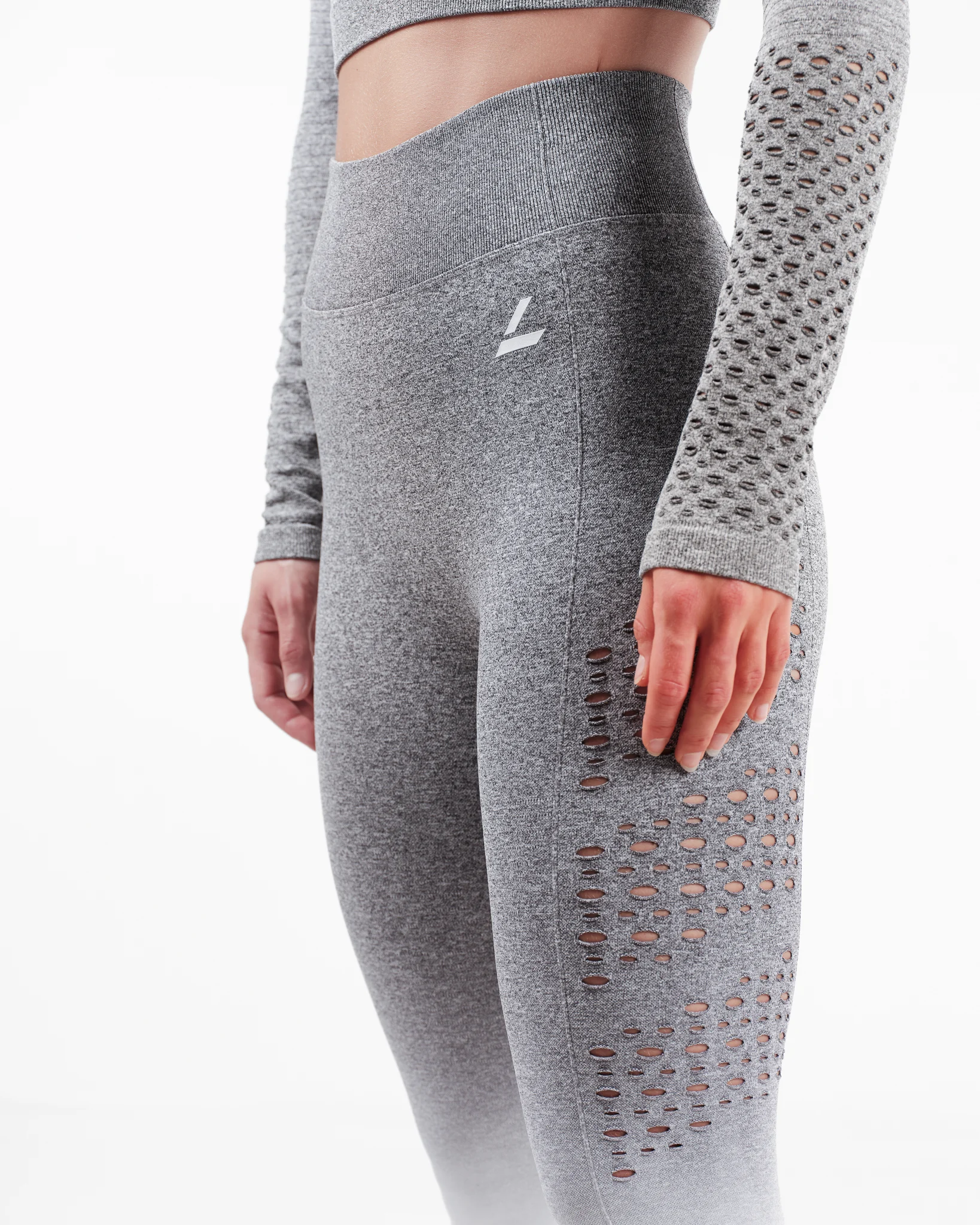 LEVITY Fade Mesh Seamless Tights Light Grey Ombre