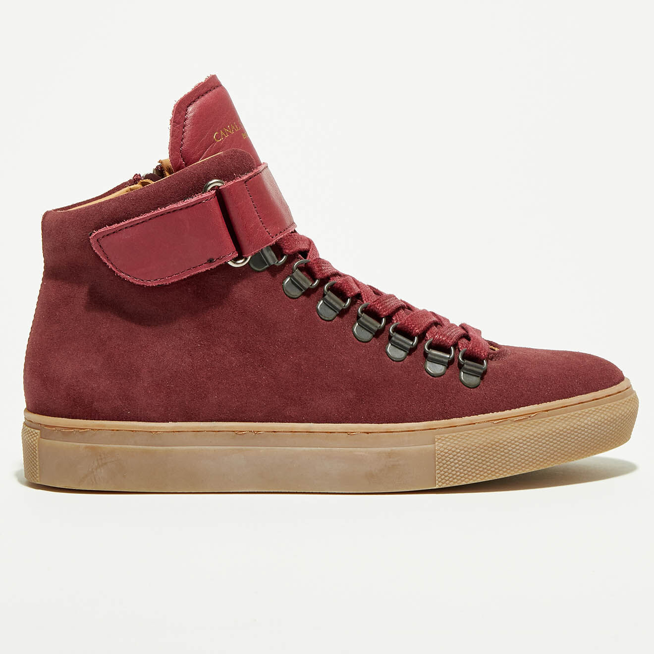 Canal Saint Martin Sneakers Montantes en Velours de Cuir Ferry bordeaux