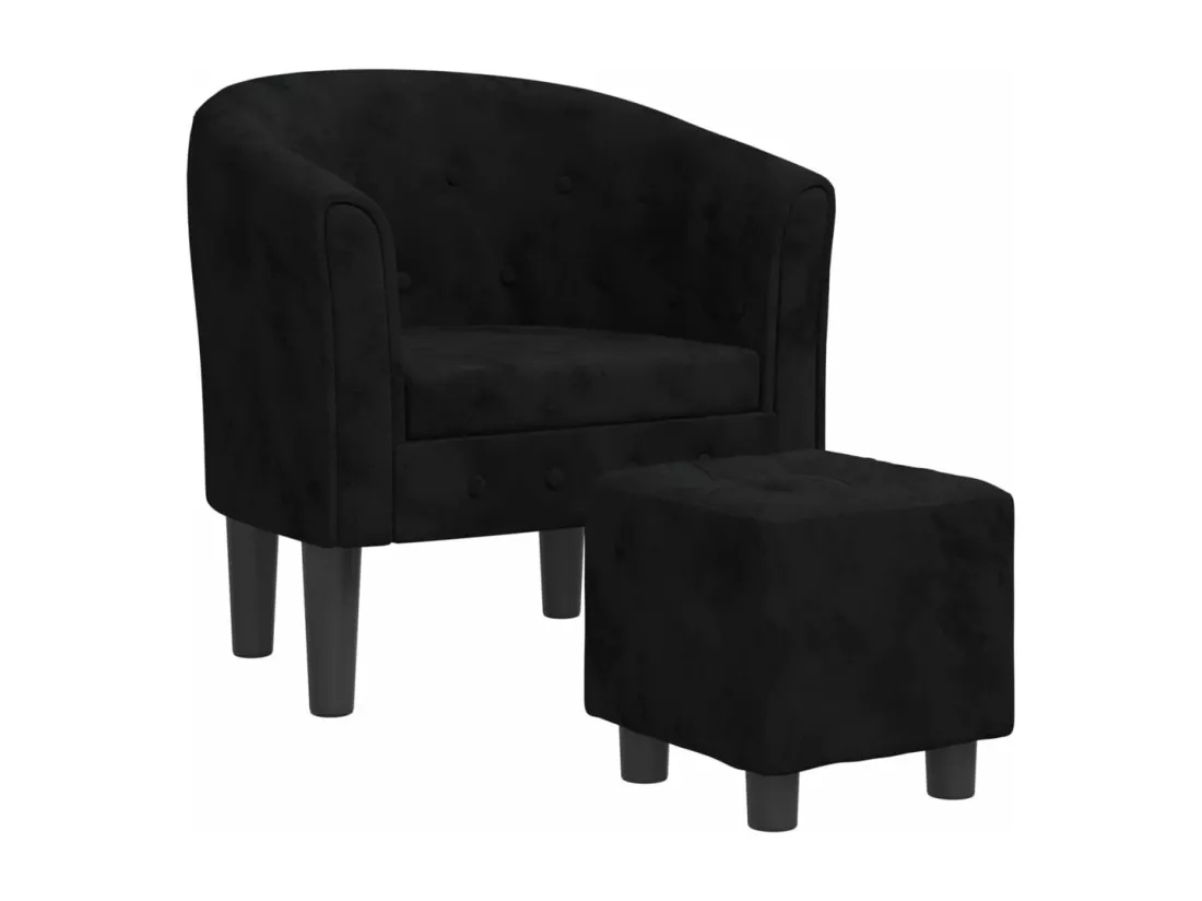 Fauteuil cabriolet avec repose-pied noir velours