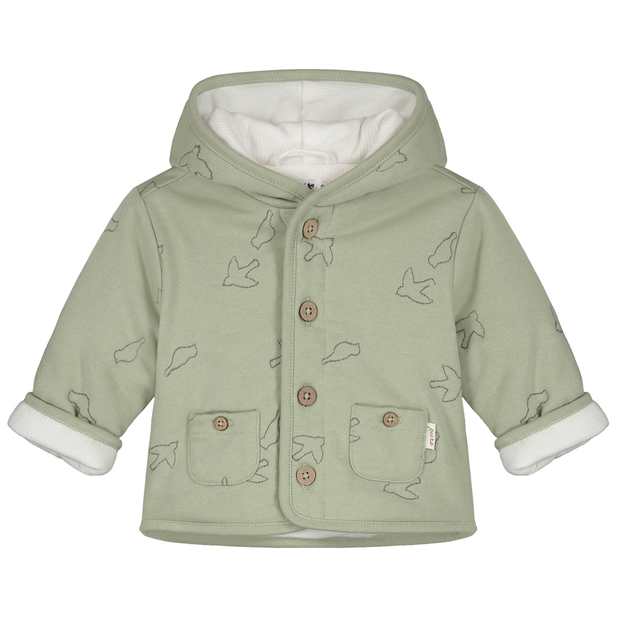 Prénatal newborn jas embroidery Pure lange mouwen effen groen