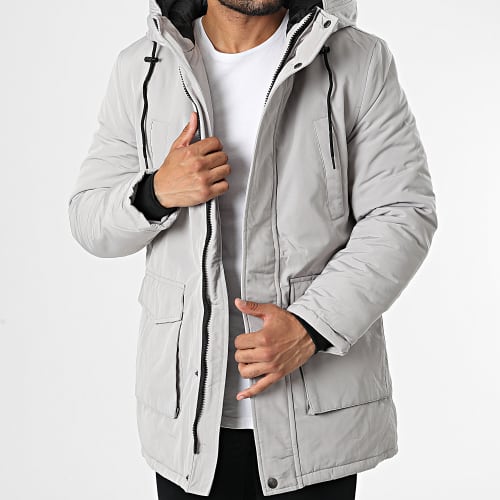 Parka Capuche Gris Clair