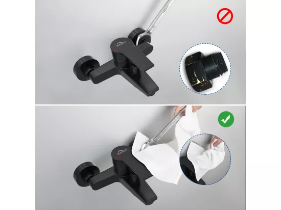 Mitigeur Baignoire Noir,Robinet Baignoire avec Douchette 5 Jets/Flexible de Douche (1.5m) Support, Mitigeur monocommande Douche Mural