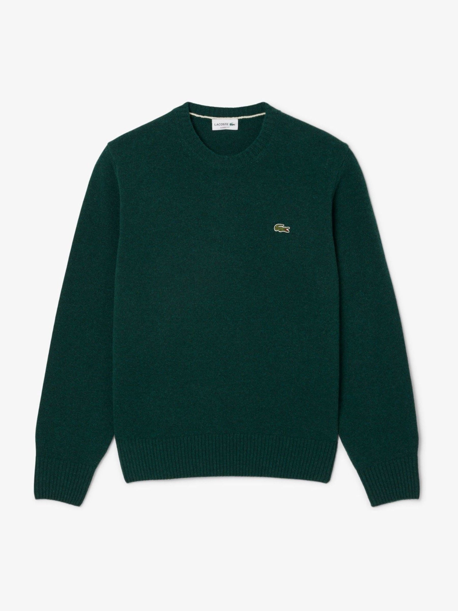 Groen - Lacoste Carded Wool Jersey Crew Neck Sweater