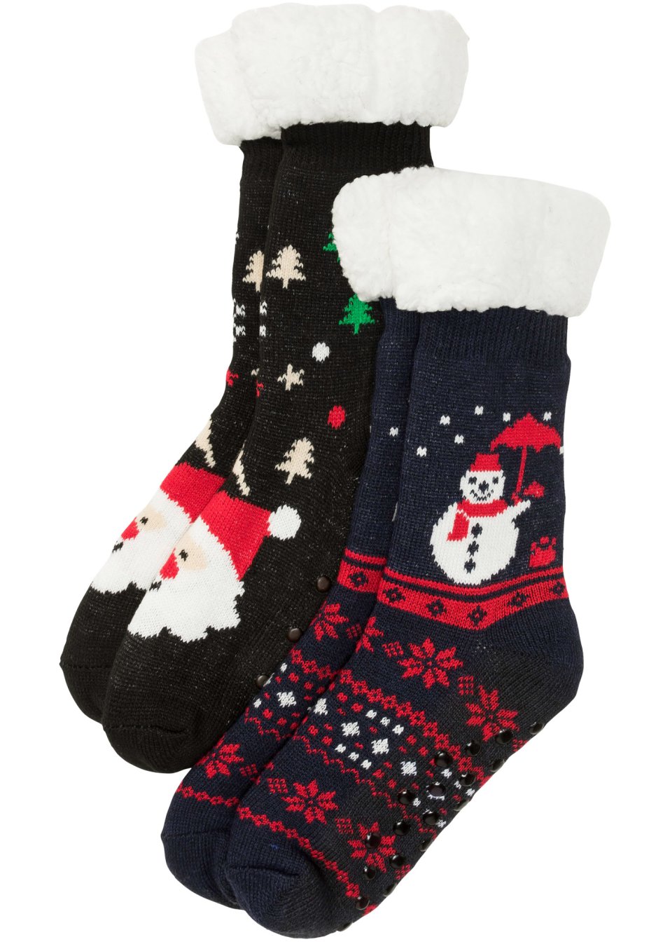 Lot de 2 paires de chaussettes douillettes avec doublure peluche