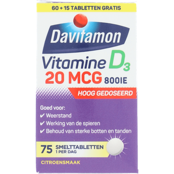 Davitamon Voedingssupplement Vitamine D 20mcg 75 Stuks