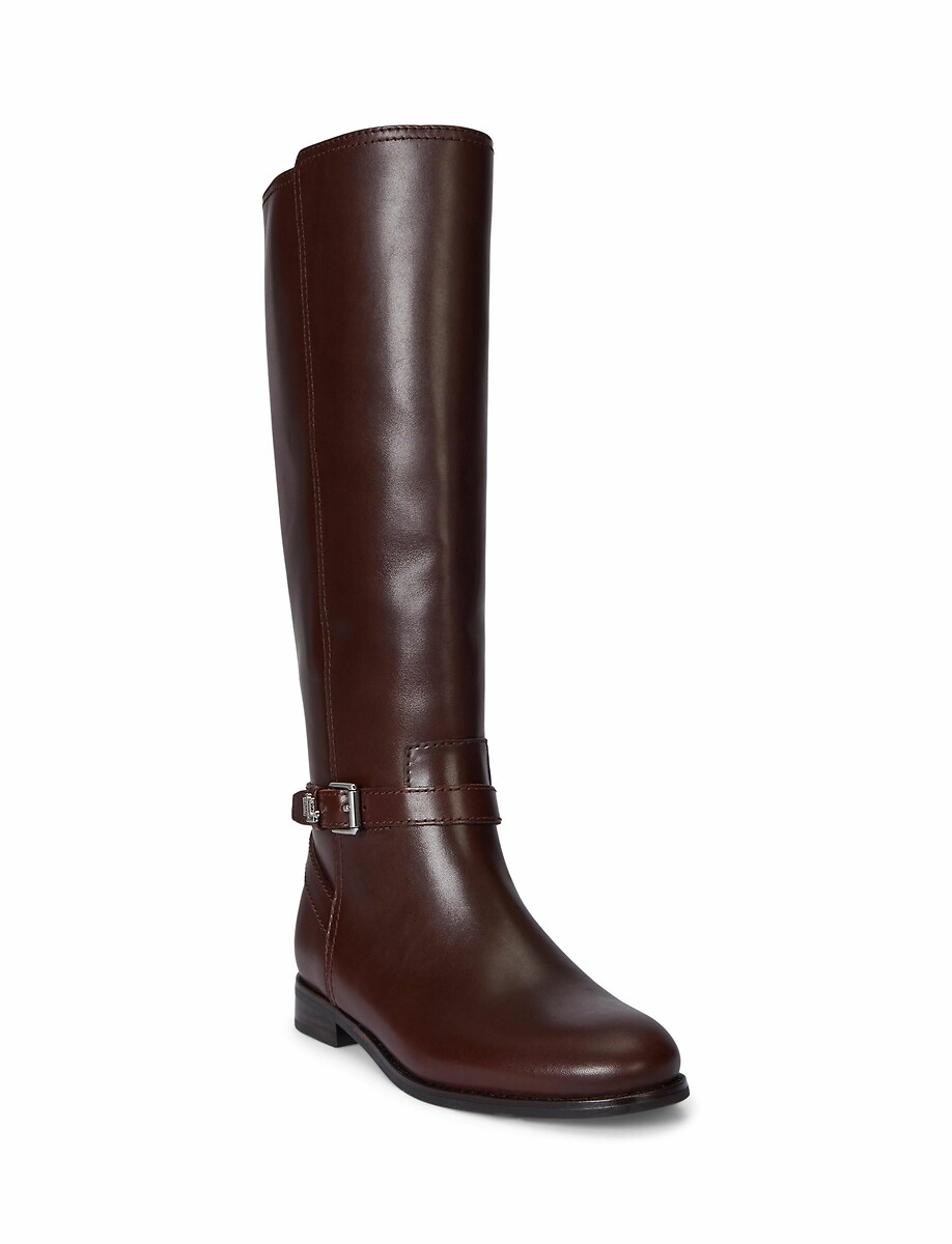 LAUREN RALPH LAUREN<br>Botas planas em couro liso Brooke