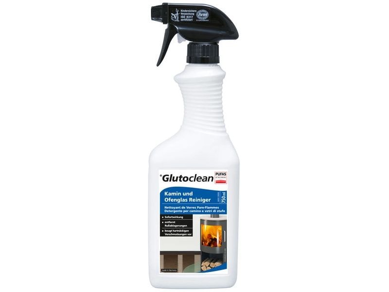 Glutoclean Kamin und Ofenglas Reiniger 750 ml Hochwertiger Kamin- und Ofenglasreiniger für den privaten Gebrauch