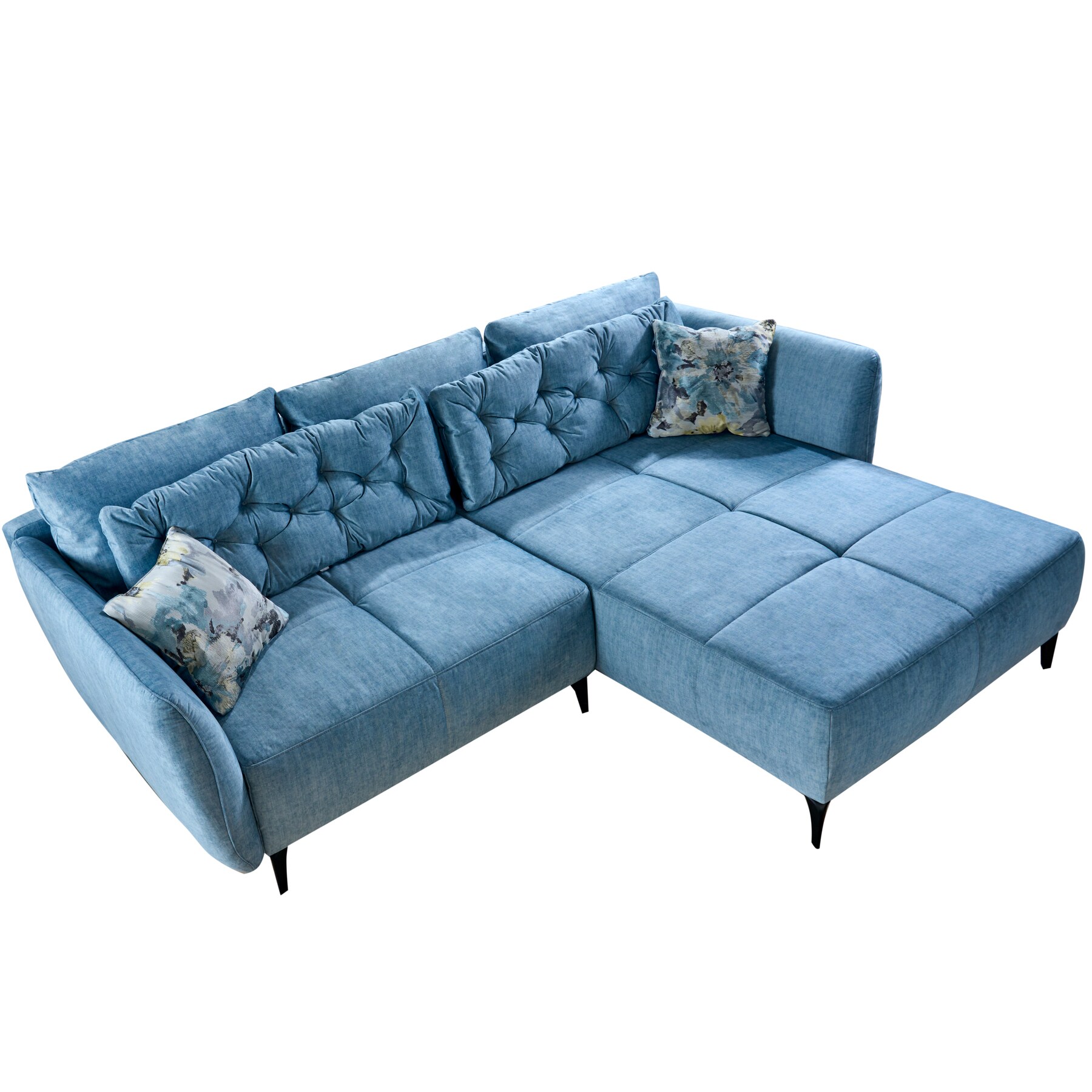 riess-ambiente Ecksofa MARRAKESCH - 245cm aqua blau Samt Metallfüße inklusive Kissen