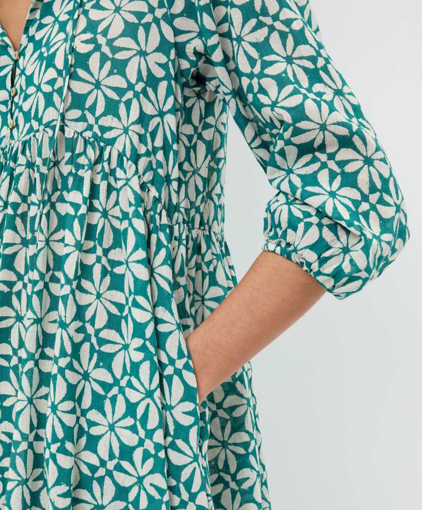 Vestido túnica, 100% algodão, estampado
