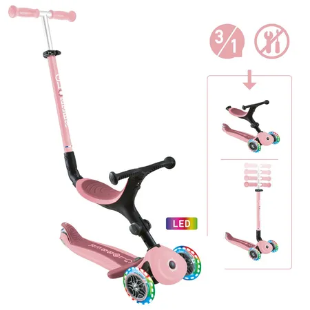 Authentic Sports Globber Go-Up Active Lights pastellrosa-rosa, mit Leuchtrollen