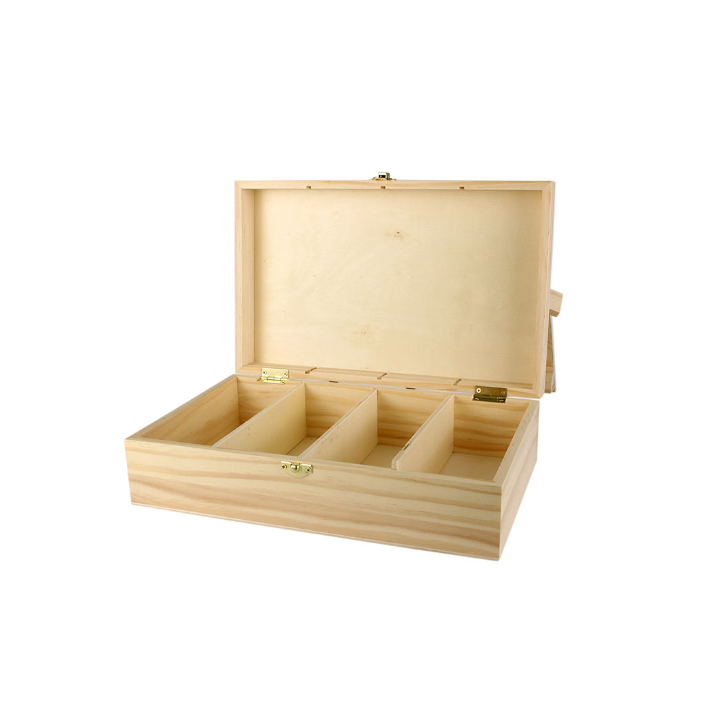 Boite 4 compartiments bois 31x9x18.5cm