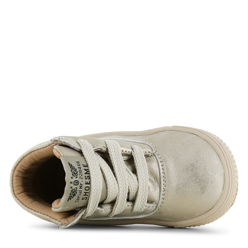 Shoesme beige-metallic chunky veterboot Microleer | Meisjes schoenen
