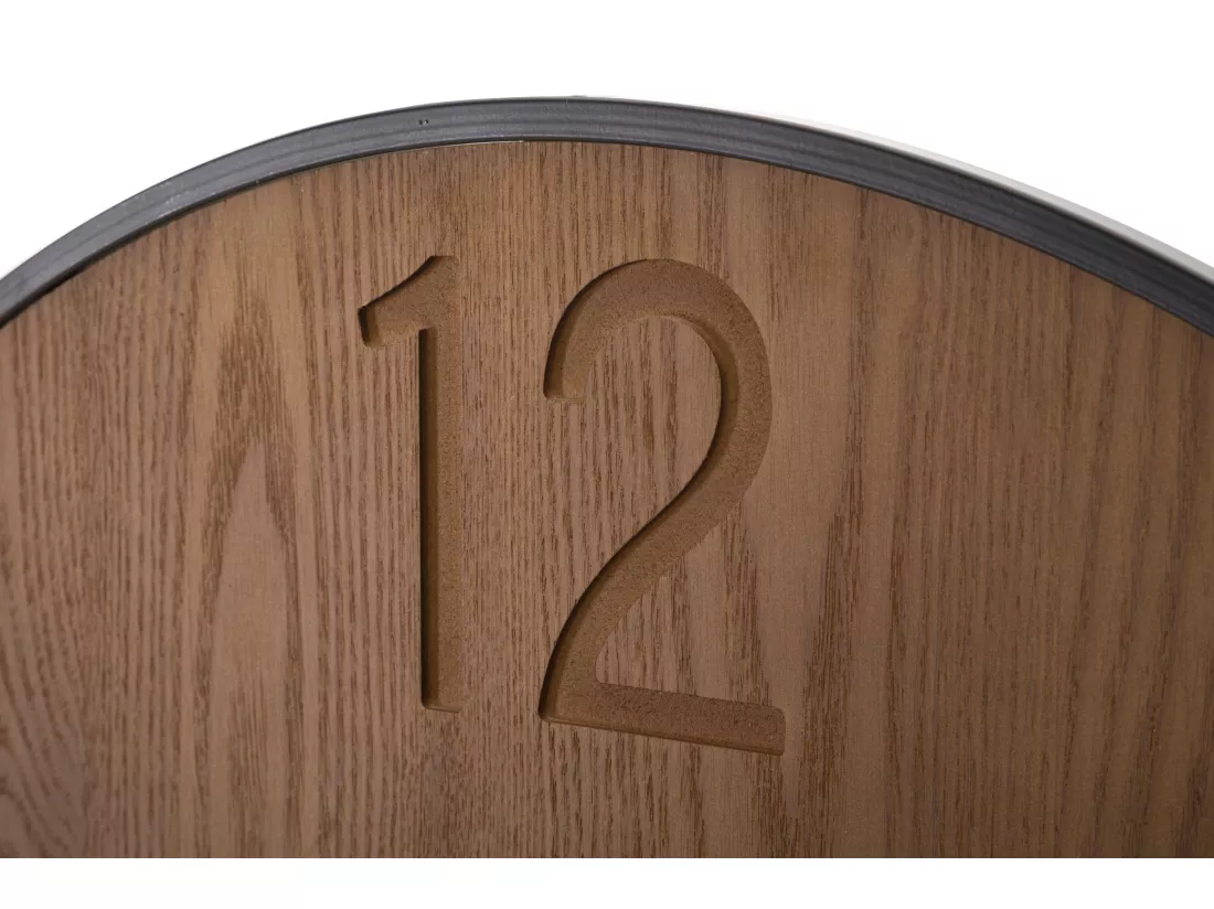 Horloge murale ronde en bois et métal marron Ø cm 60x2