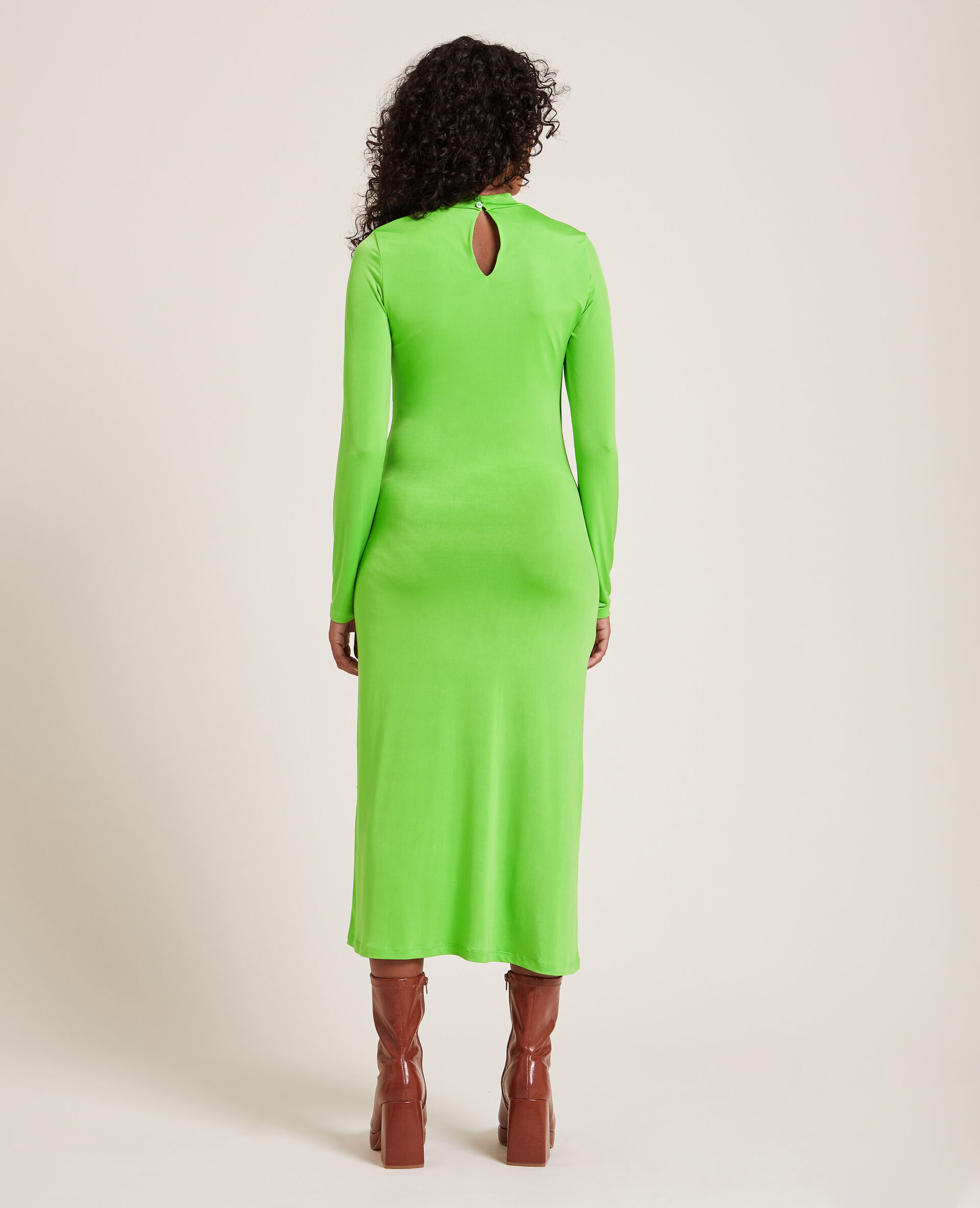 Robe longue avec ouverture devant - Vert olive