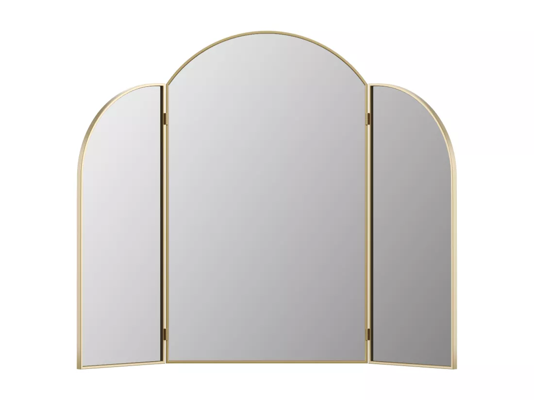 Miroir de barbier en métal doré - L. 85 x H. 70.5 cm - Doré - QIANA