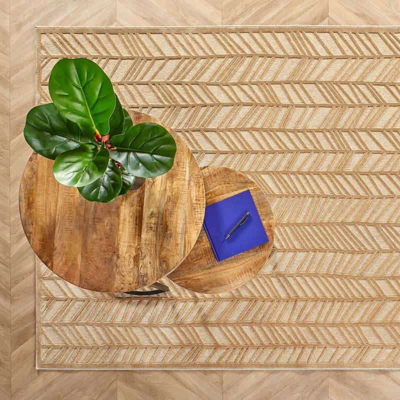 Bijzettafel Bemmel - Naturel - Hout - Set van 2 - Onderstel Zwart - 53x46x53 cm