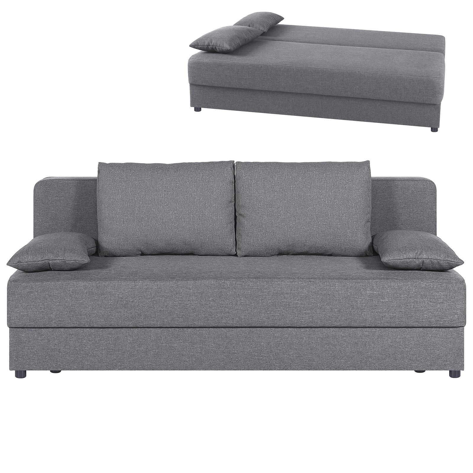 Schlafsofa - silber - mit Staukasten