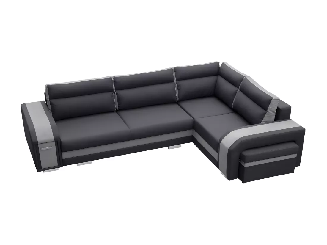 Canapé d'angle Kingsport 100, Gris, Fonction de couchage, Boîte de literie, 300x200x90cm
