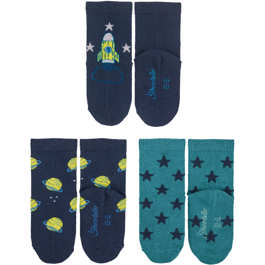 Sterntaler Söckchen Weltraum, 3er-Pack marine