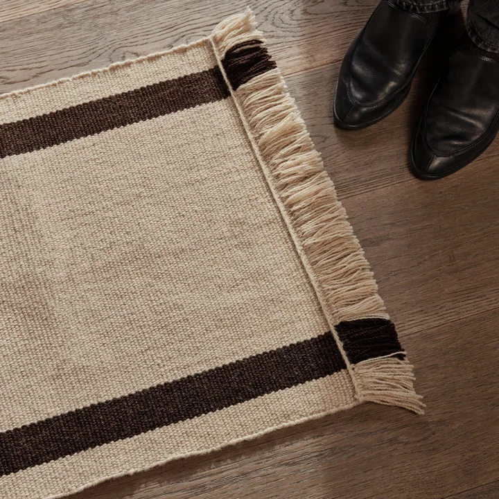 Ferm Living - Calm Kelim Fussmatte, 50 x 70 cm, dark sand / off-white