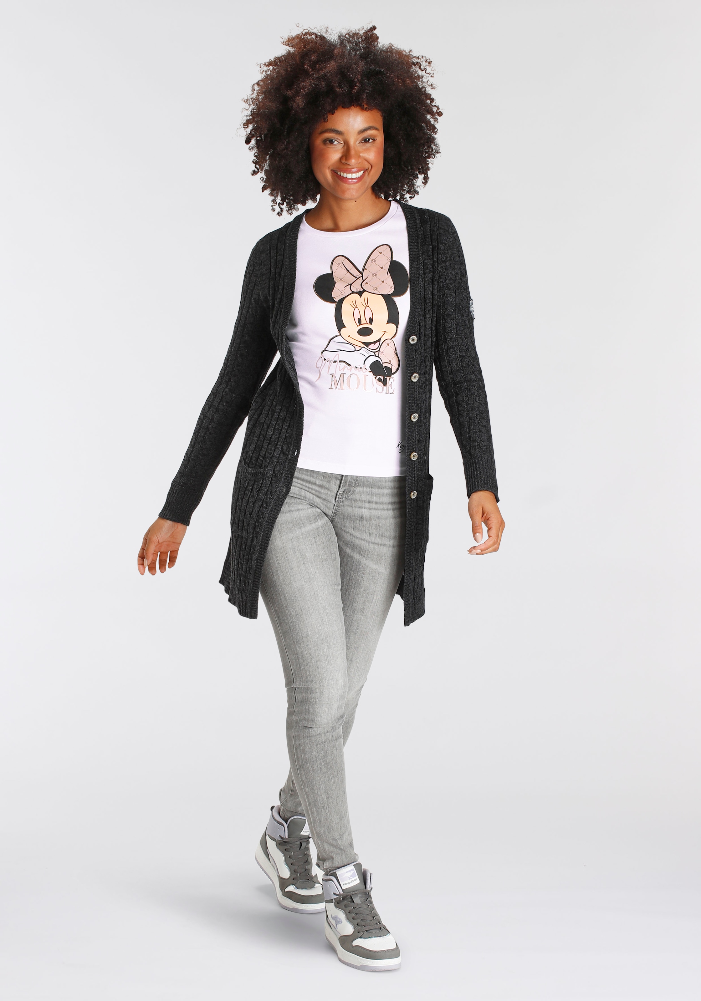 KangaROOS Longstrickjacke , mit trendigem Zopfmuster und Taschen