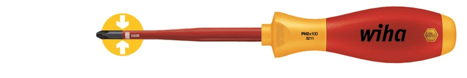 Wiha 3211 SoftFinish electric slimFix VDE Schroevendraaier - Phillips - PH2 x 100mm