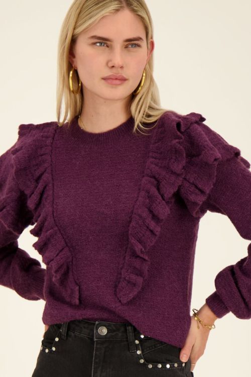 Paarse trui met ruffles