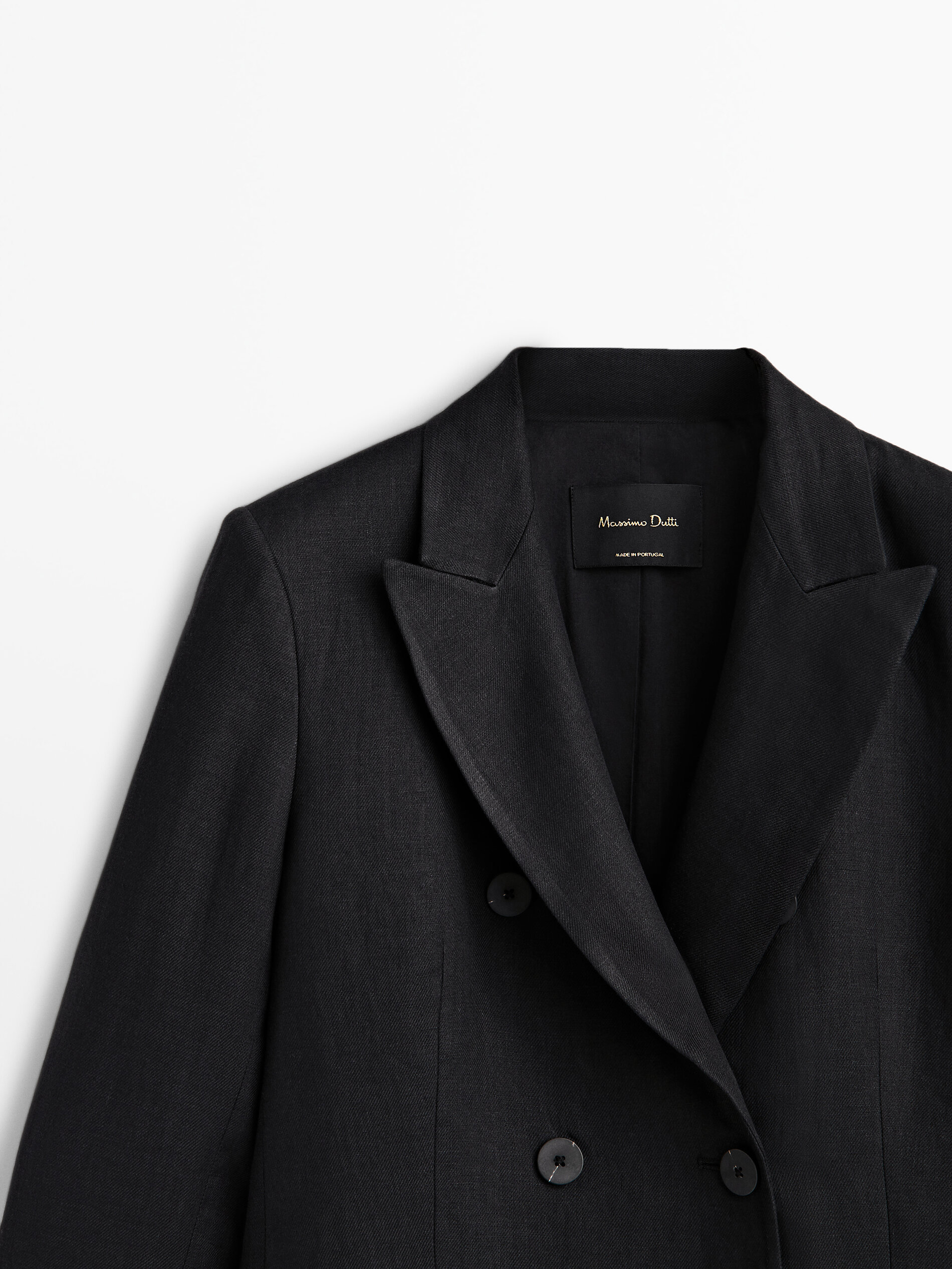 Americana traje cruzado 100% lino - NEGRO