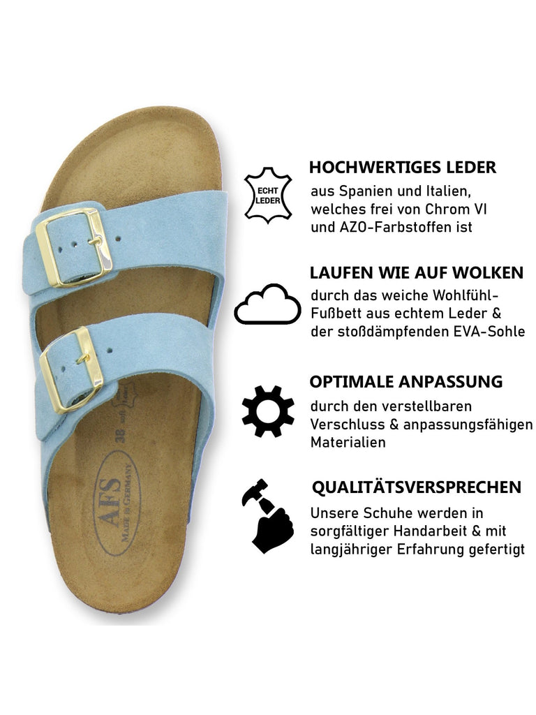 Pantoletten Damen Zweischnaller hellblau