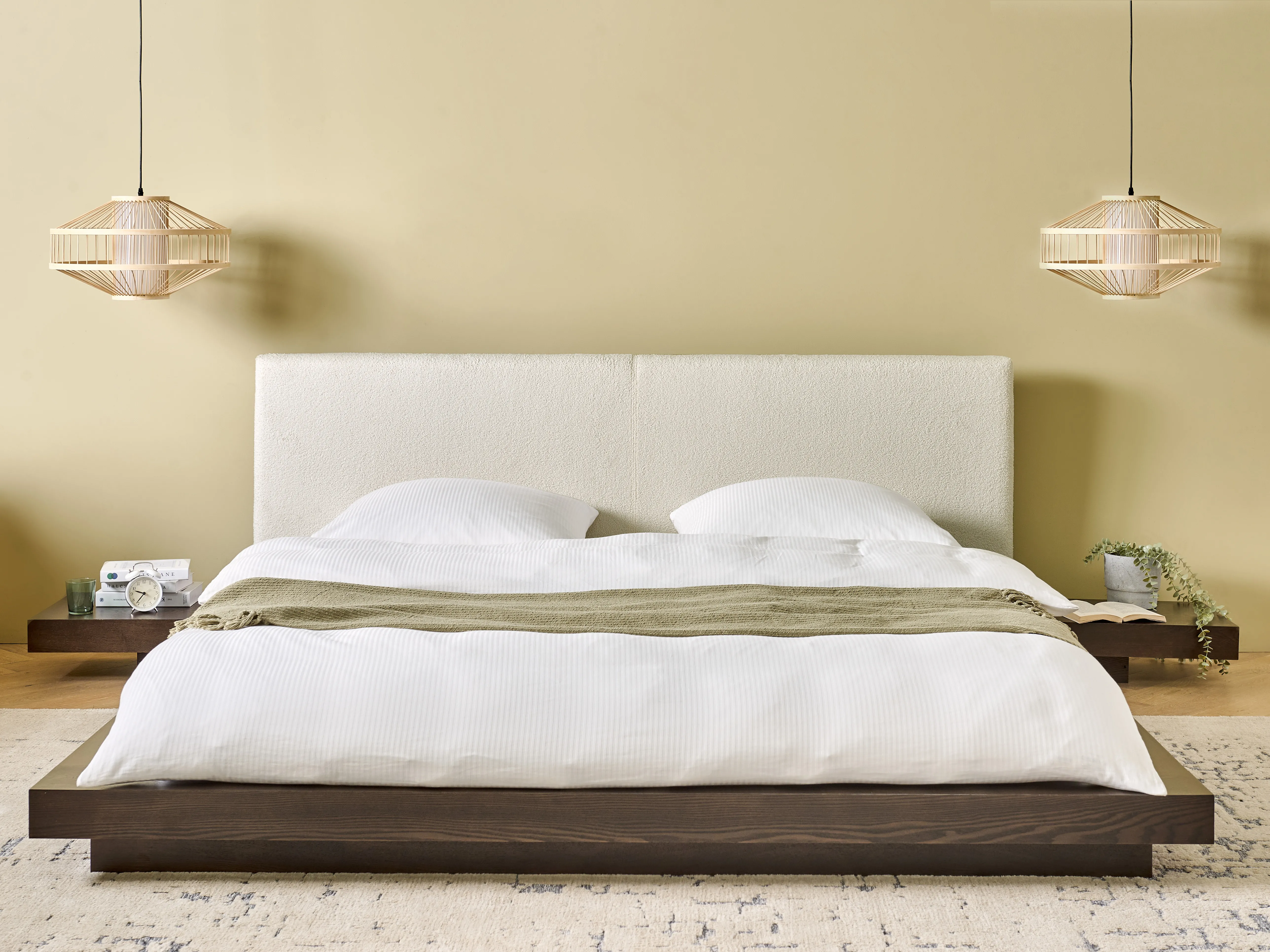 Waterbed Bouclé ZEN 180 x 200 cm Donker essenhout