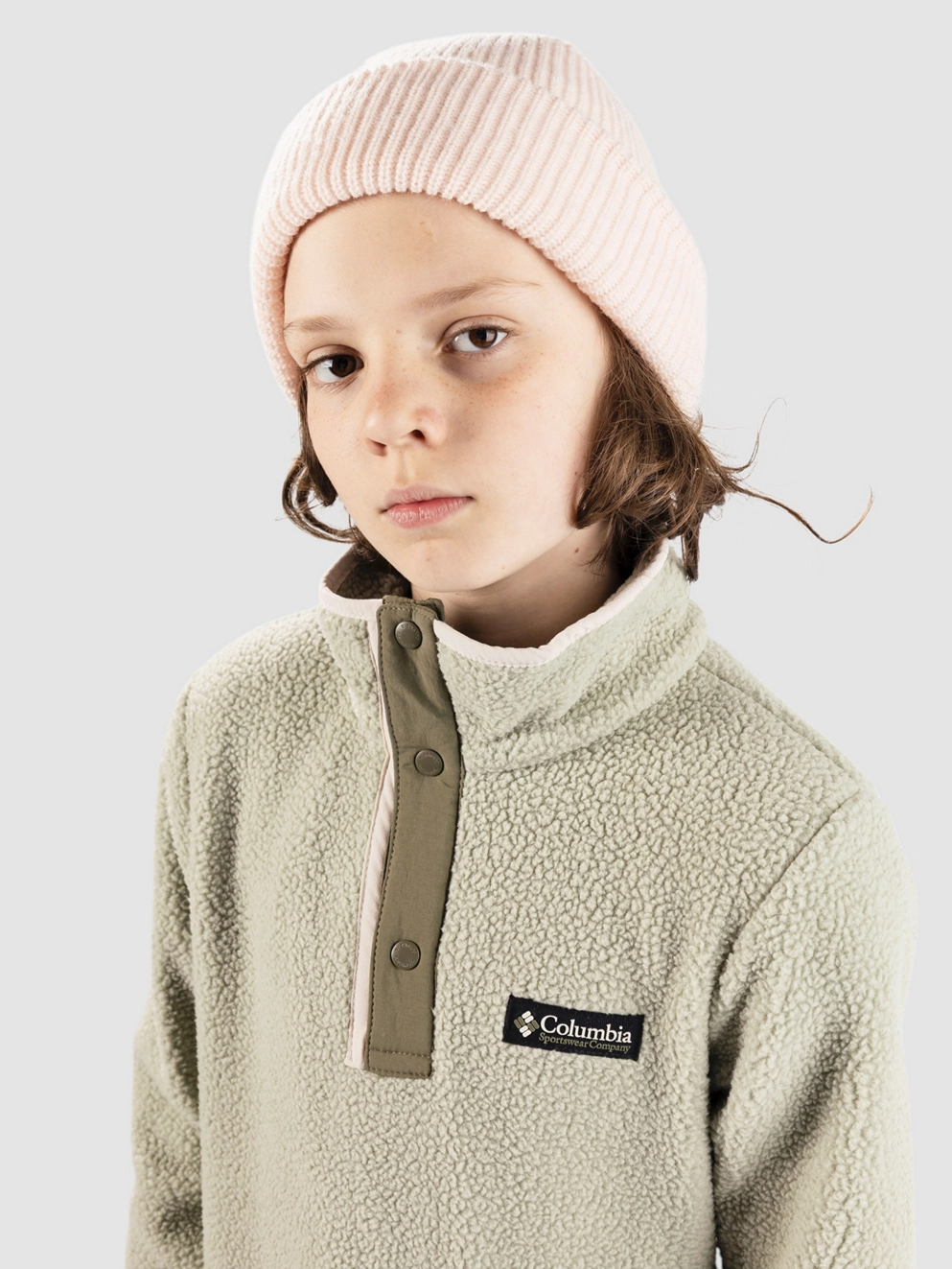 Columbia Helvetia II Half Snap Fleece Kids Zip Hoodie safari/stone green