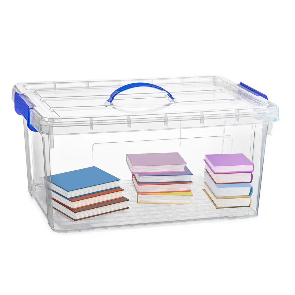 Plasticforte Opbergbox met deksel - blauw - 34L - kunststof
