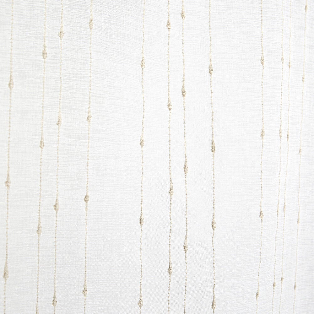Vitrage droit passe tringle blanc broderie fil beige x2