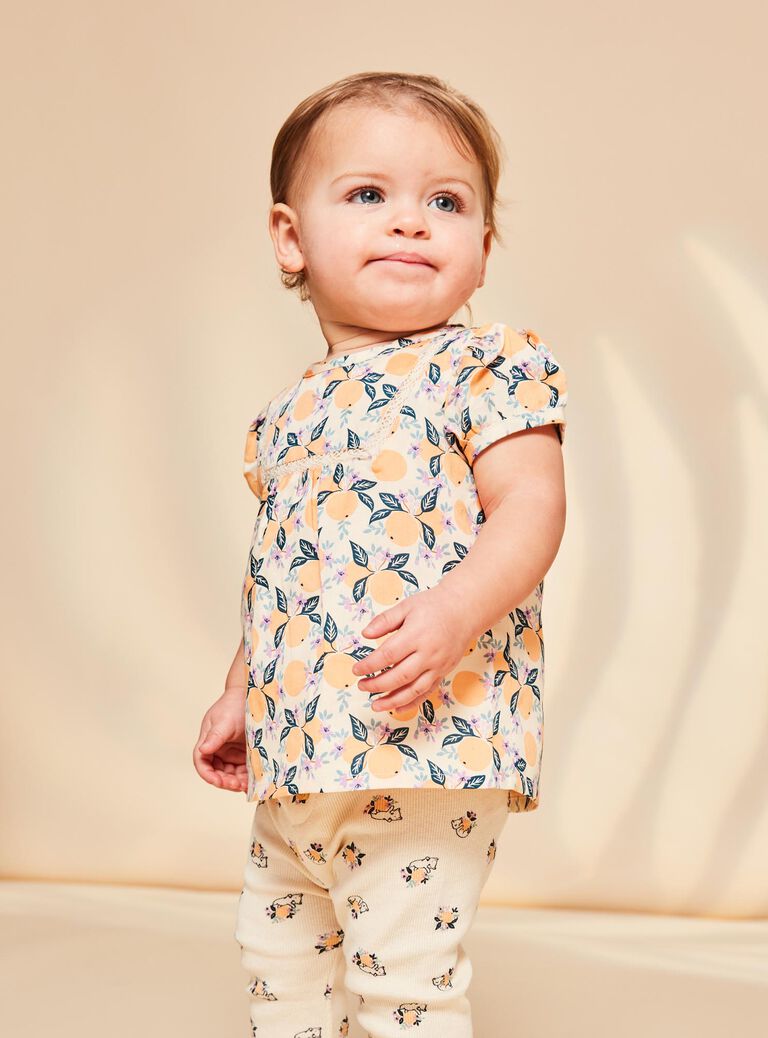 Blouse vanille en satin à fruits