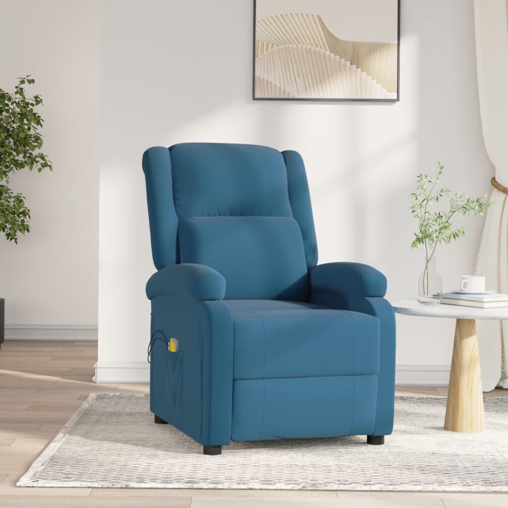 vidaXL Elektrische massagestoel, blauw, fluweel