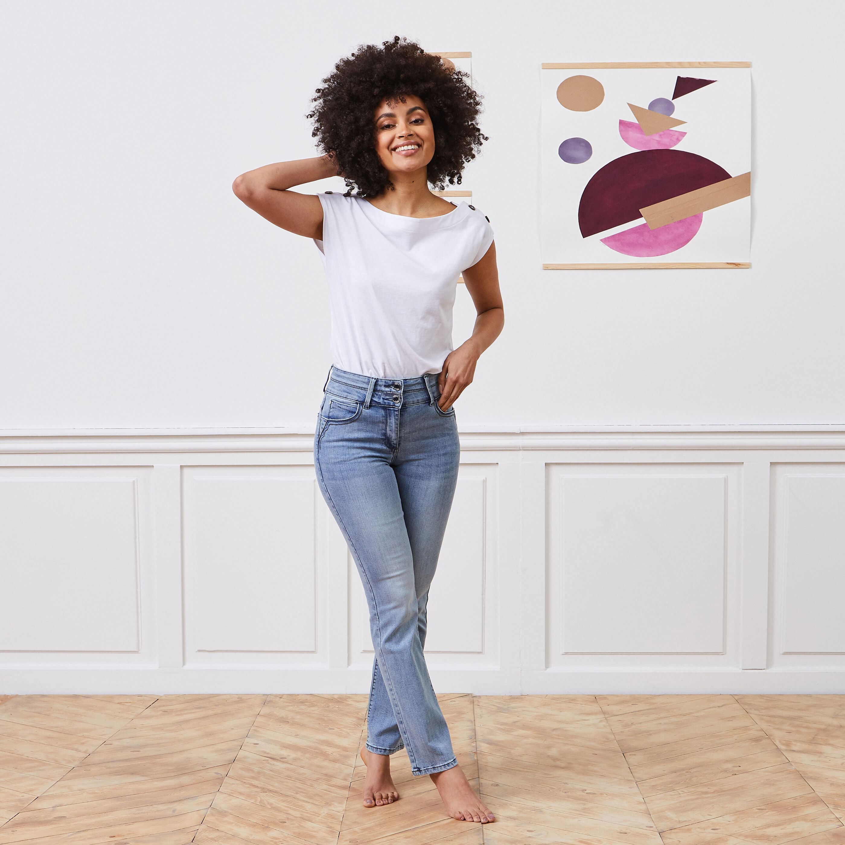Jean droit taille haute ROME femme - LIGHT STONE