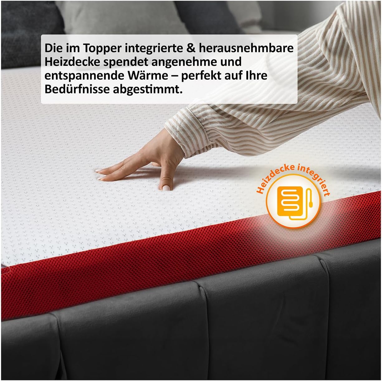 Genius Topper eazzzy Matratzentopper Premium Heat Therapy mit Heizdecke und Memory Schaum Öko-TEX Zertifiziert, 9 cm hoch, Bett Boxspringbett Topper, 180x200cm und weitere Größen
