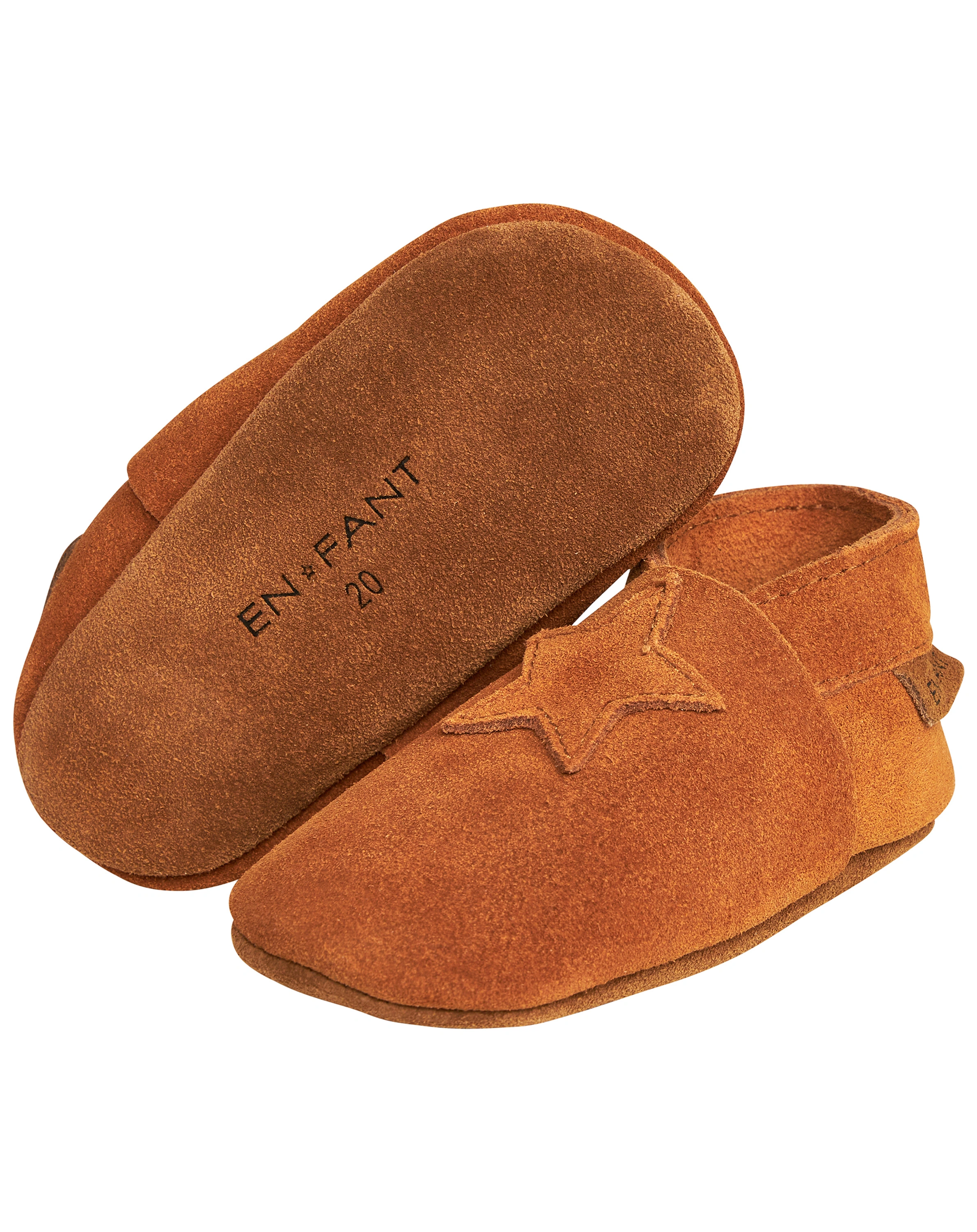 Leder-Krabbelschuhe ELASTIC - STERN in leather brown