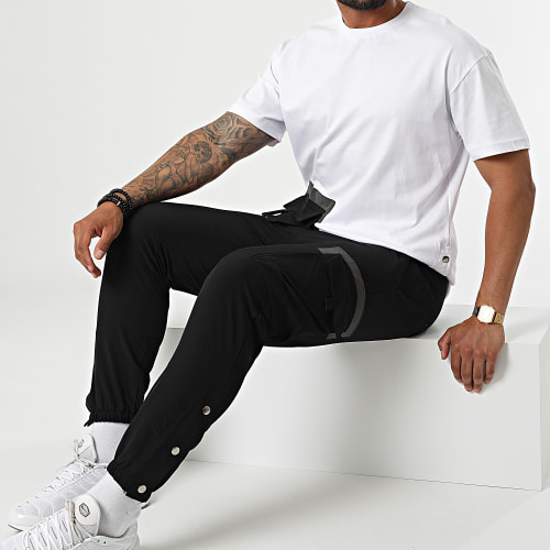 Ensemble Tee Shirt Poche Pantalon Jogging F22-906T Noir Blanc