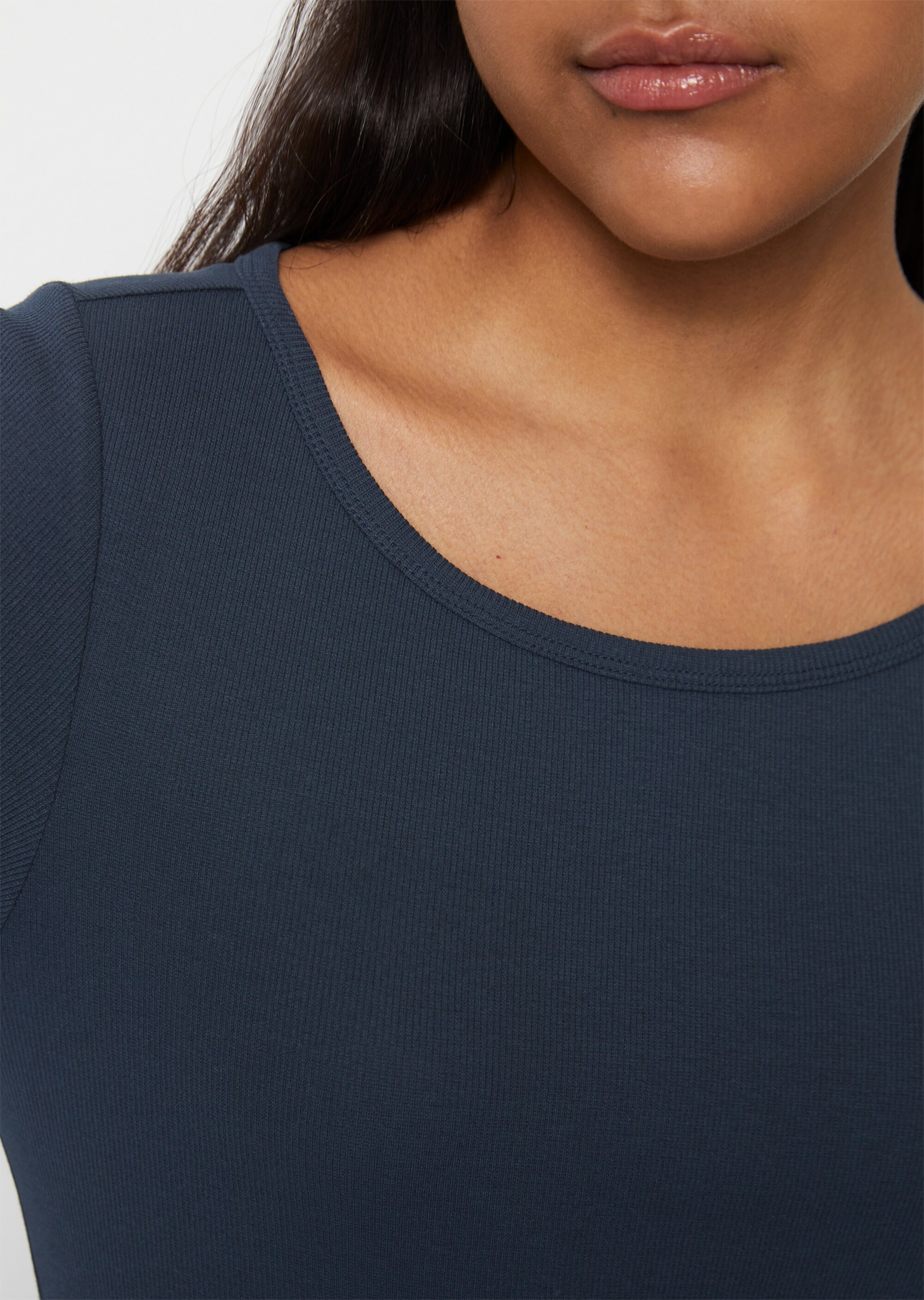 Ripp-T-Shirt mit 3/4-Ärmeln aus Organic Cotton-Stretch