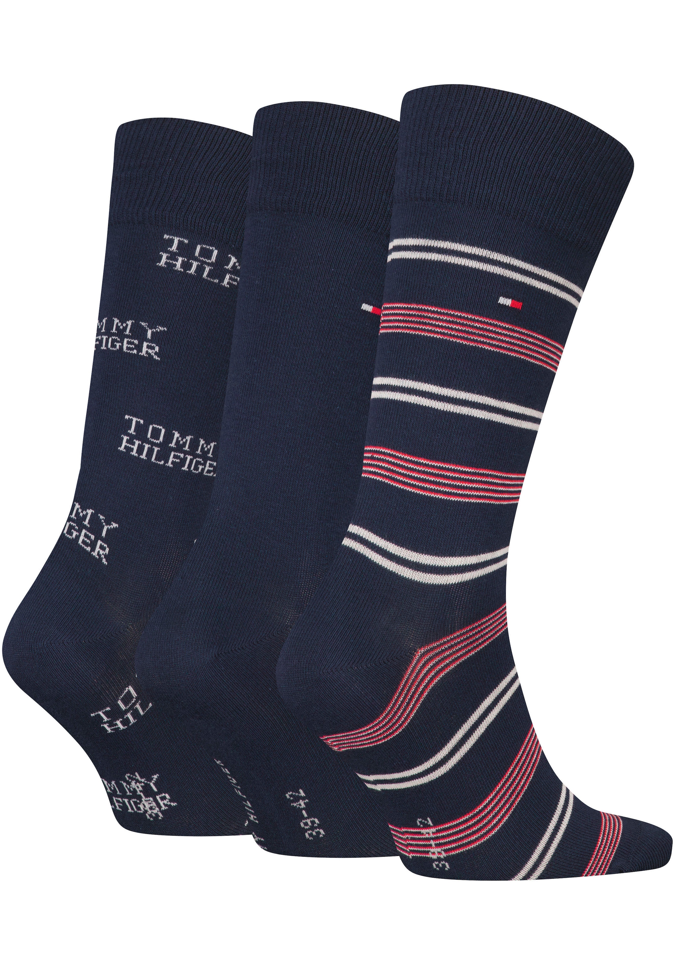 Tommy Hilfiger Socken 3 Paar tlg. mit auffälliger Musterung, Geschenkbox