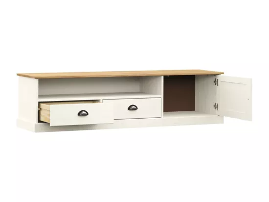 Meuble TV VIGO blanc 156x40x40 cm bois massif de pin