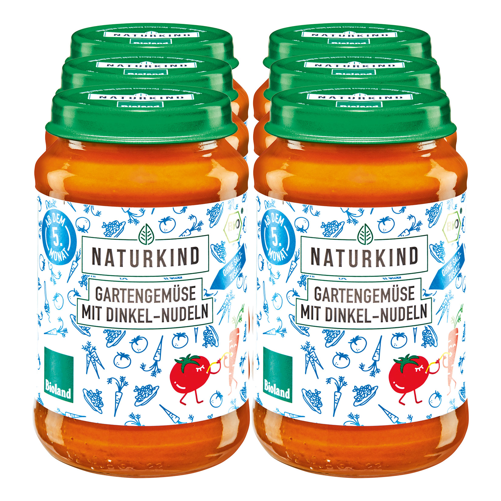 Naturkind Bio Gartengemüse mit Nudeln 190 g, 6er Pack