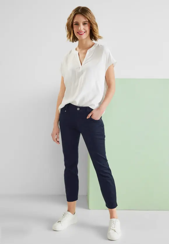 Casual Fit Seidenoptik Hose - deep blue