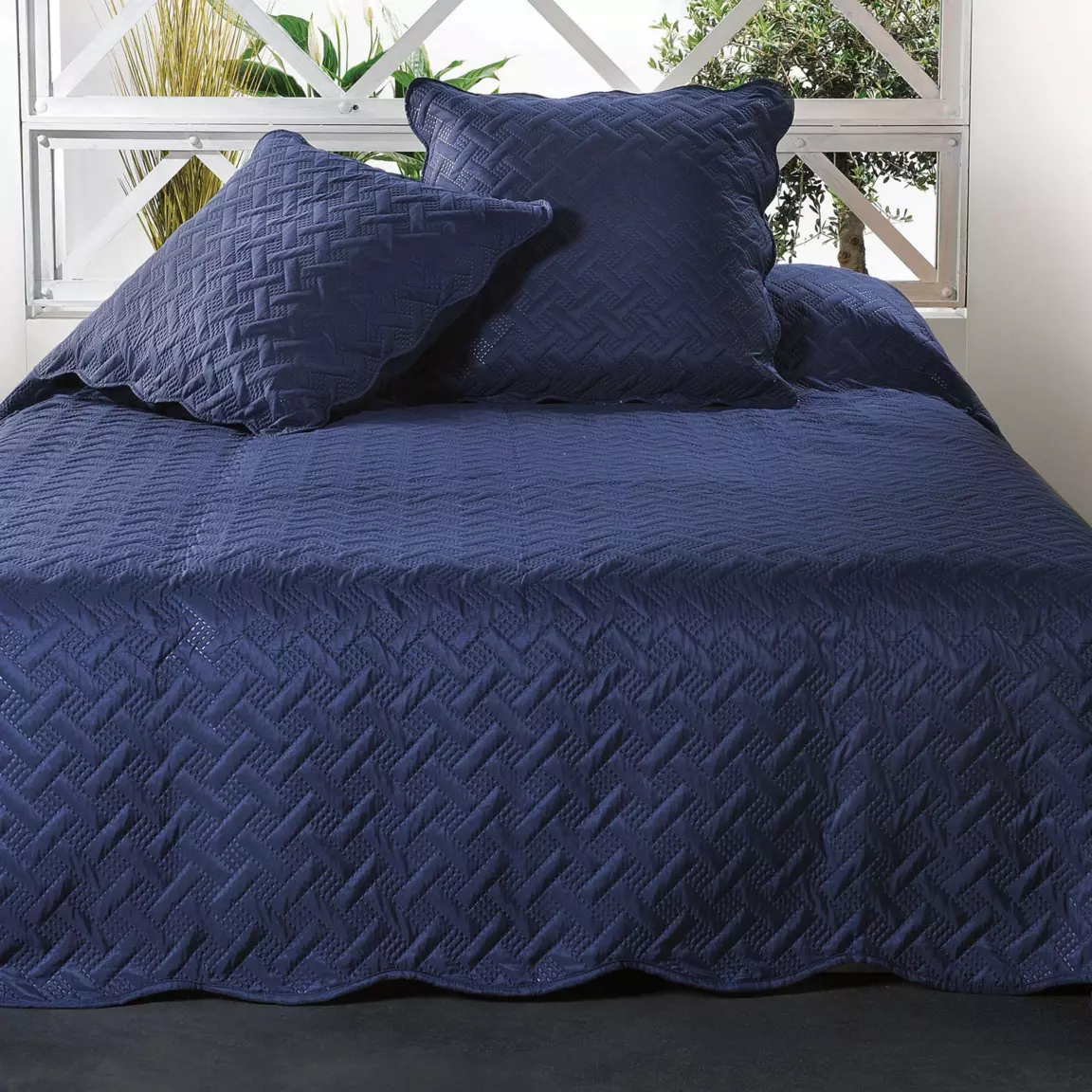 Couvre-lit et taie d'oreiller (180 x 240 cm) Californie Bleu foncé