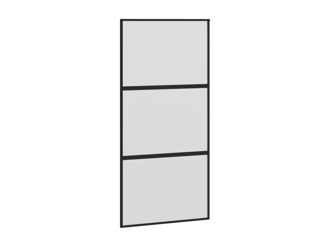 Porte coulissante noir 102,5x205 cm verre trempé aluminium