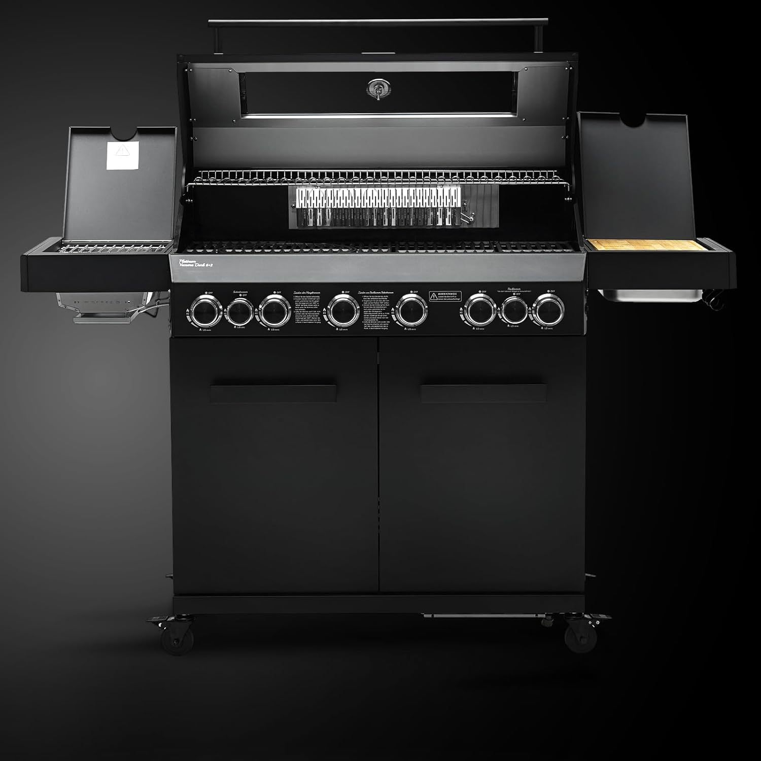 TAINO PLATINUM YAMARA DARK 6+2 Gasgrill Stahl 6 Brenner Keramik Sear-Burner Keramik Backburner Piezo-Zündung Grillrost Gusseisen