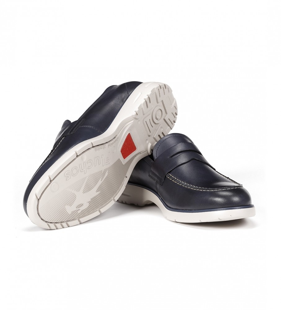 Mocassins Fluchos Falcon em couro azul marinho